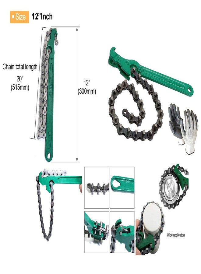 ISC Heavy-Duty Wrench Oil Filter Tool Pipe Fittings Tools Single Sided Adjustable Wrench Combo (12" Inch Chain) - Image 2